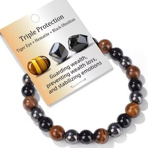 ⭐️Triple Protection Bracelet with Tiger Eye and Hematite- No tag